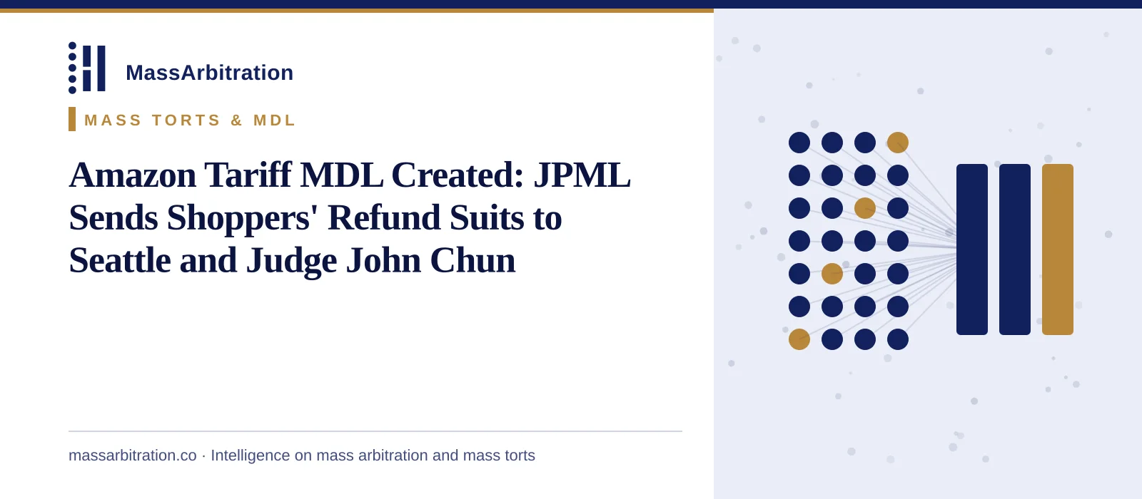 Branded card: the headline beside a converge icon showing several case lines merging into one