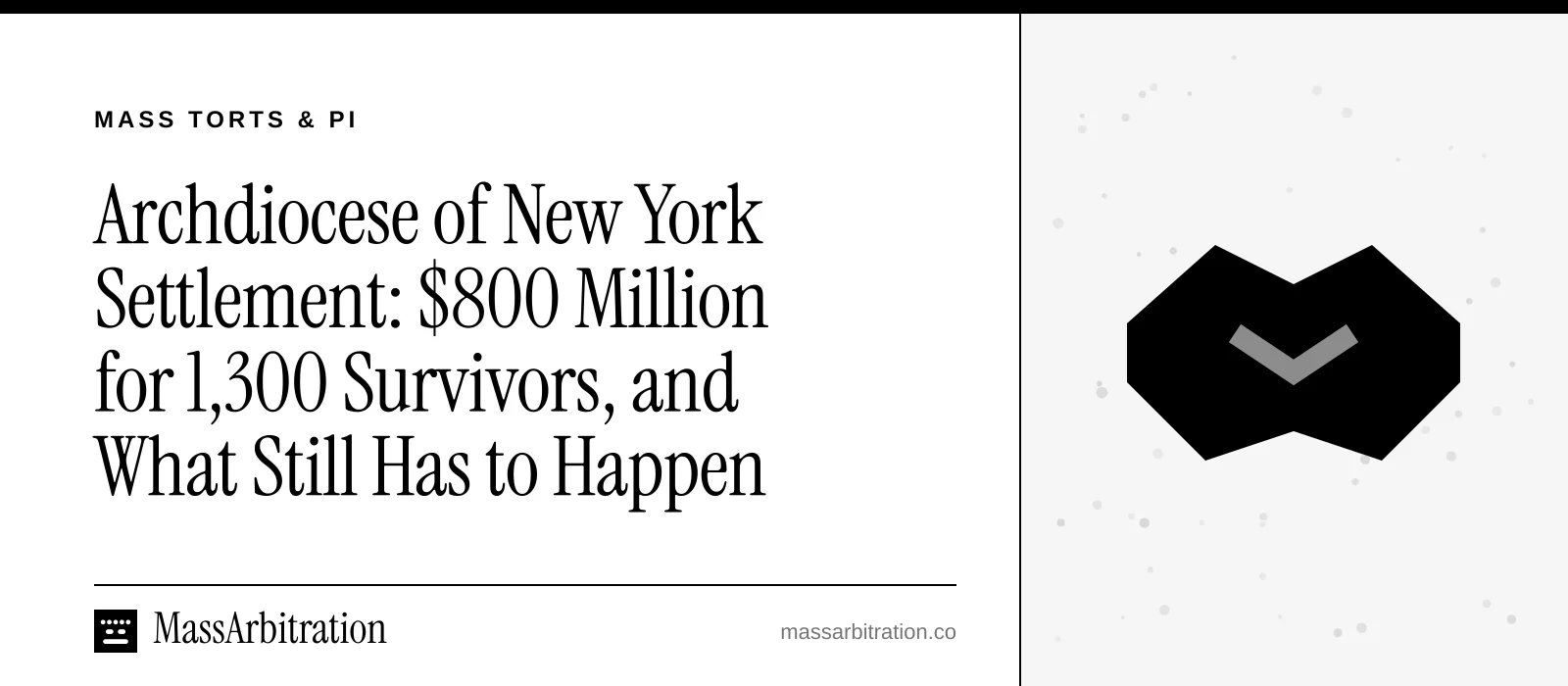 Branded card: the headline beside a handshake icon marking a settlement