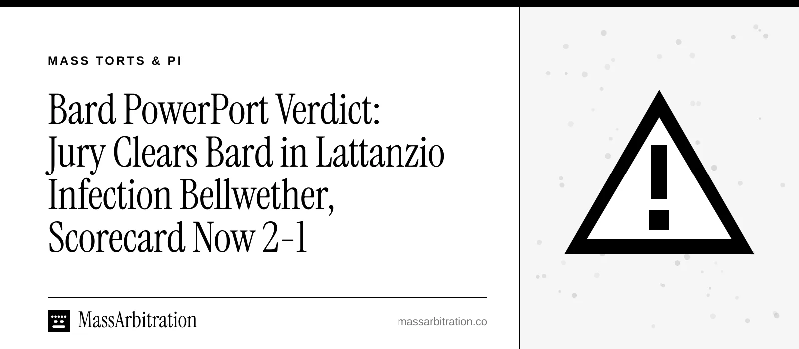 Branded card: the headline beside a hazard-triangle icon