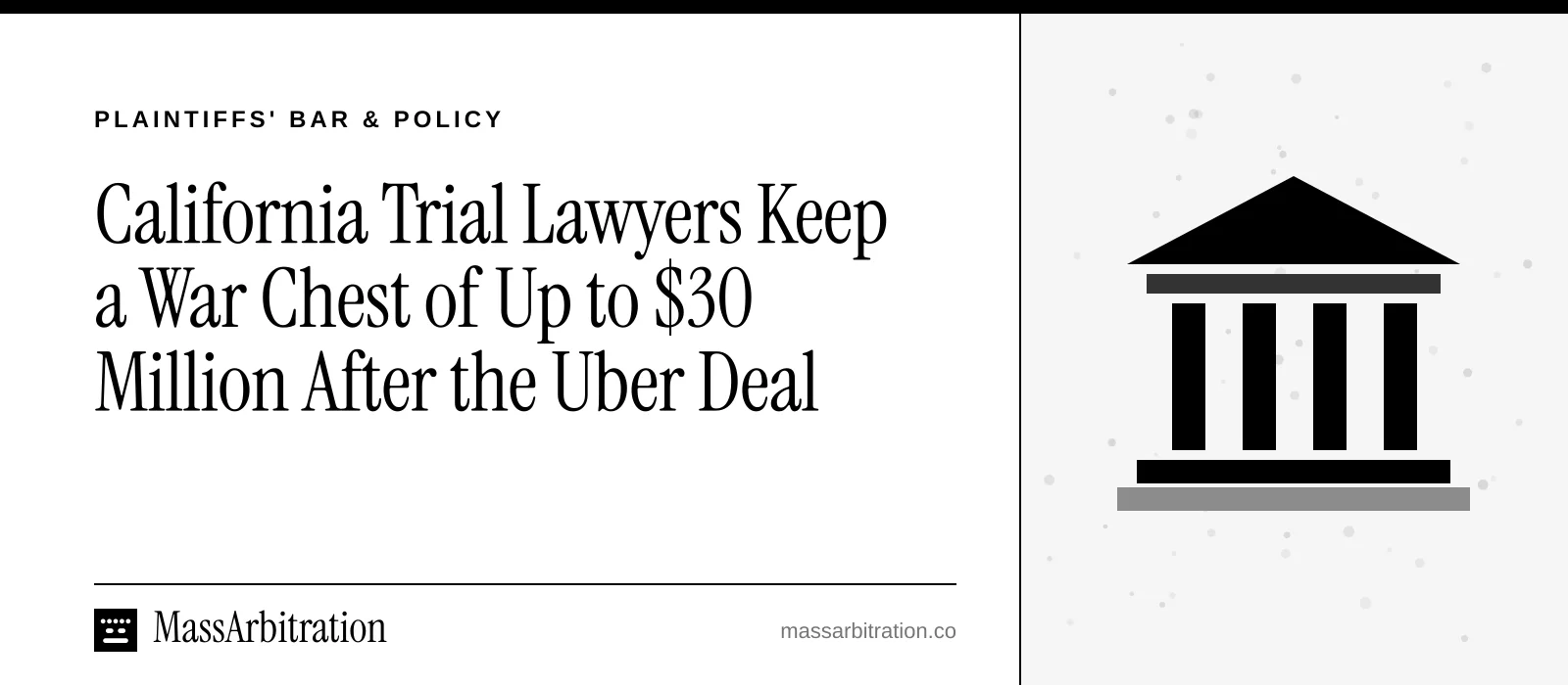 Branded card: the headline beside a courthouse icon representing state policy and legislation