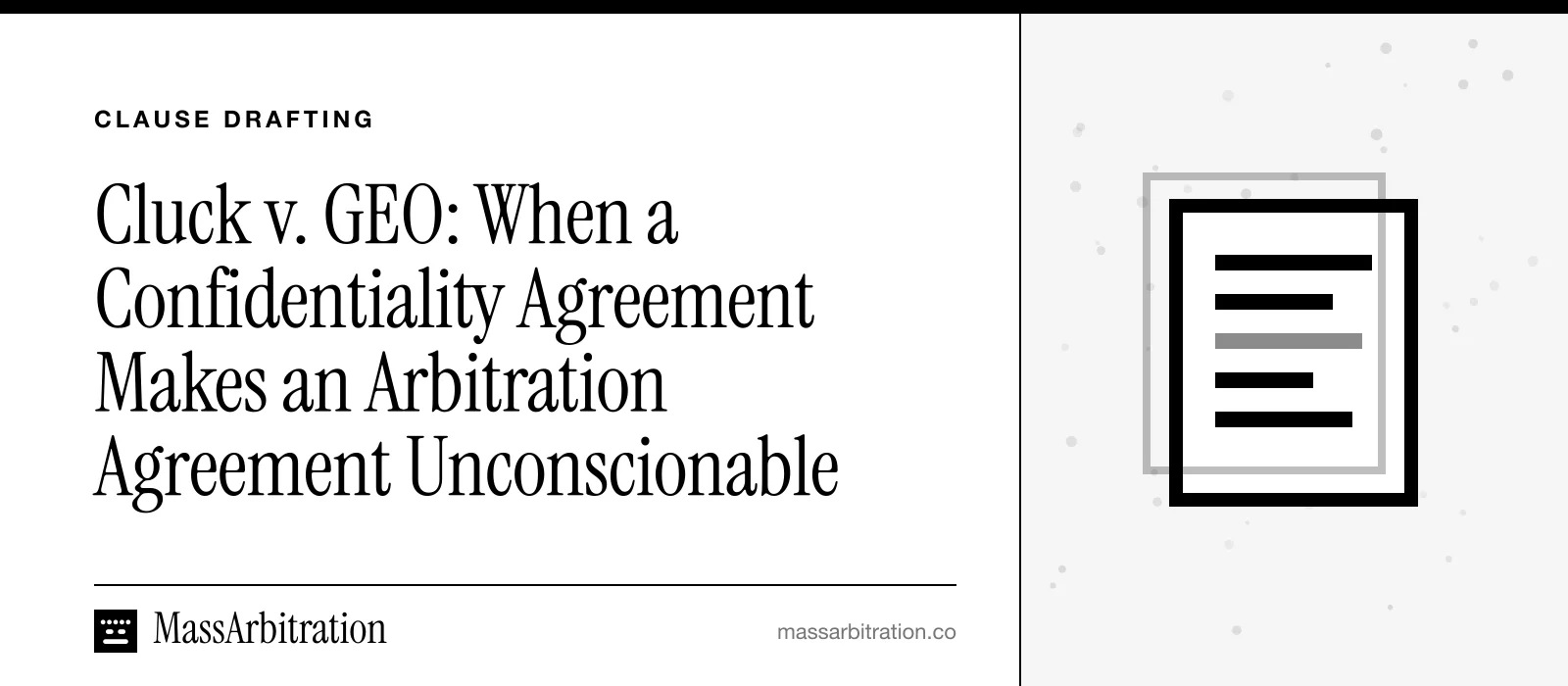 Branded card: the headline beside a docket icon marking a clause-drafting development
