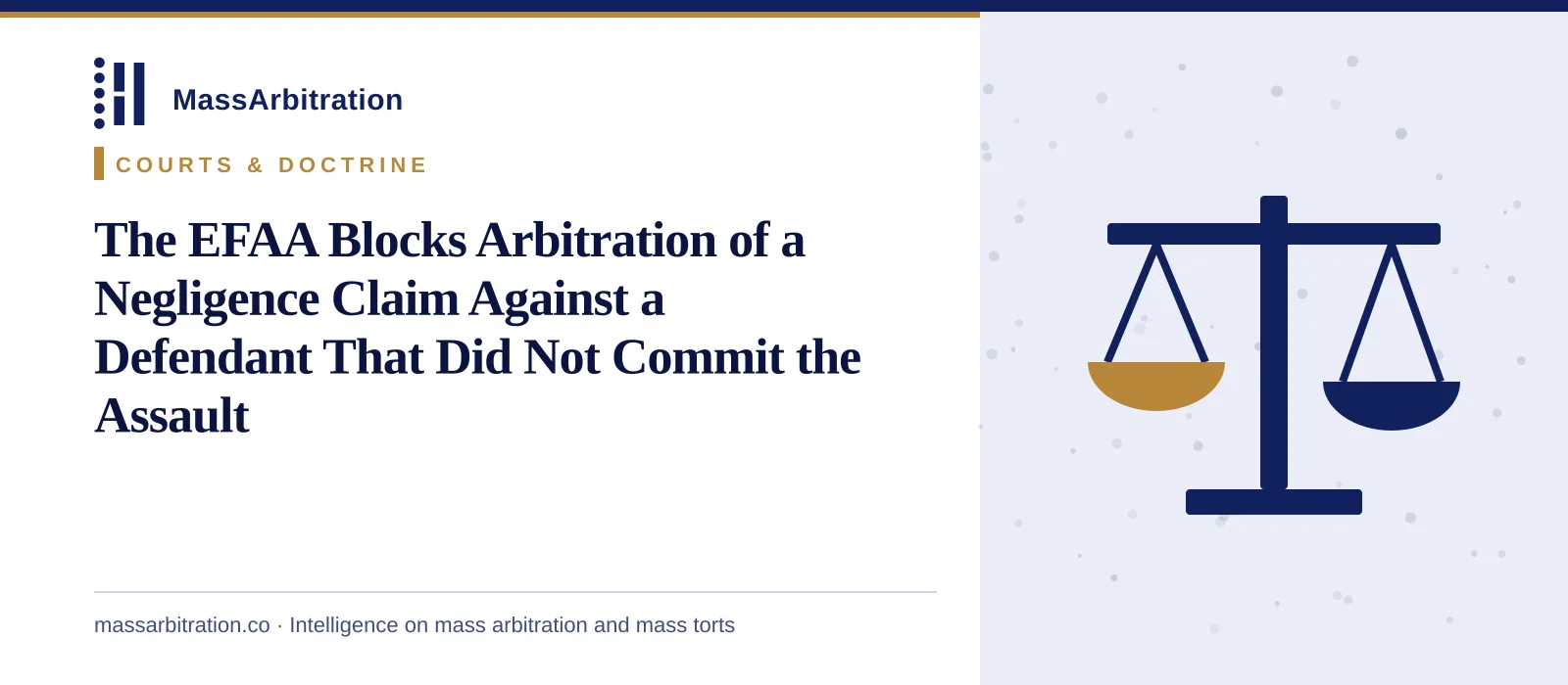 Branded card: the headline beside a scales-of-justice icon marking an appellate court ruling