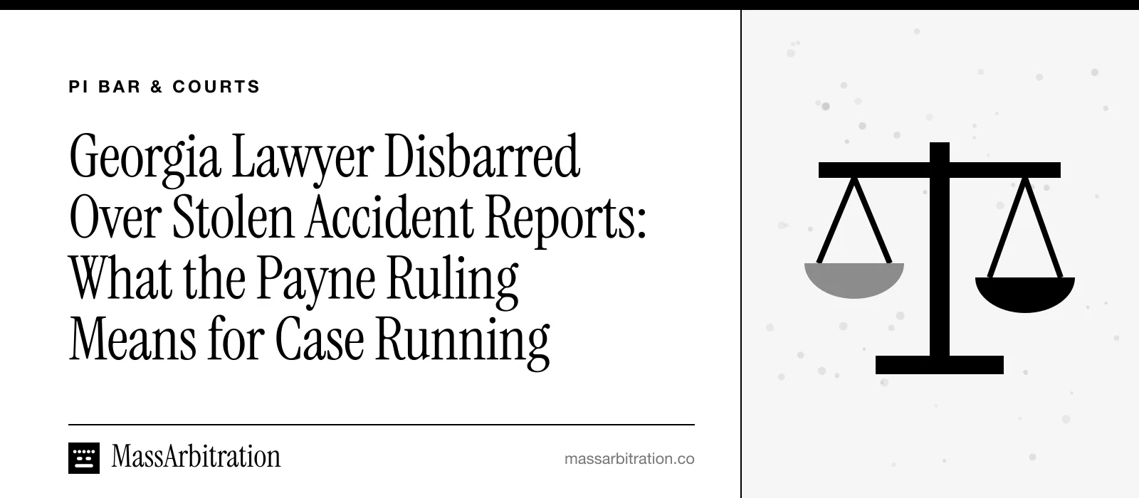 Branded card: the headline beside a balance-scales icon