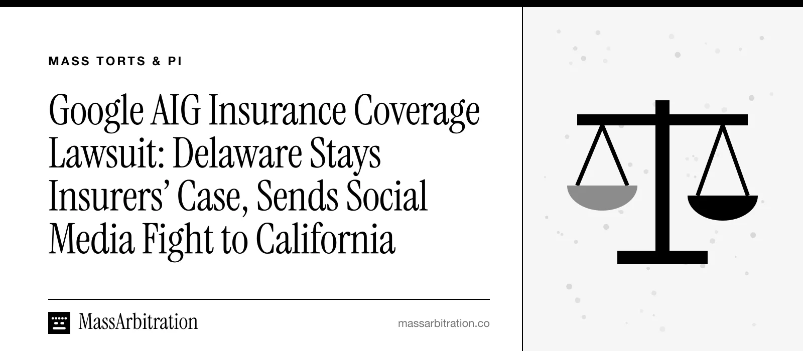 Branded card: the headline beside a scales icon