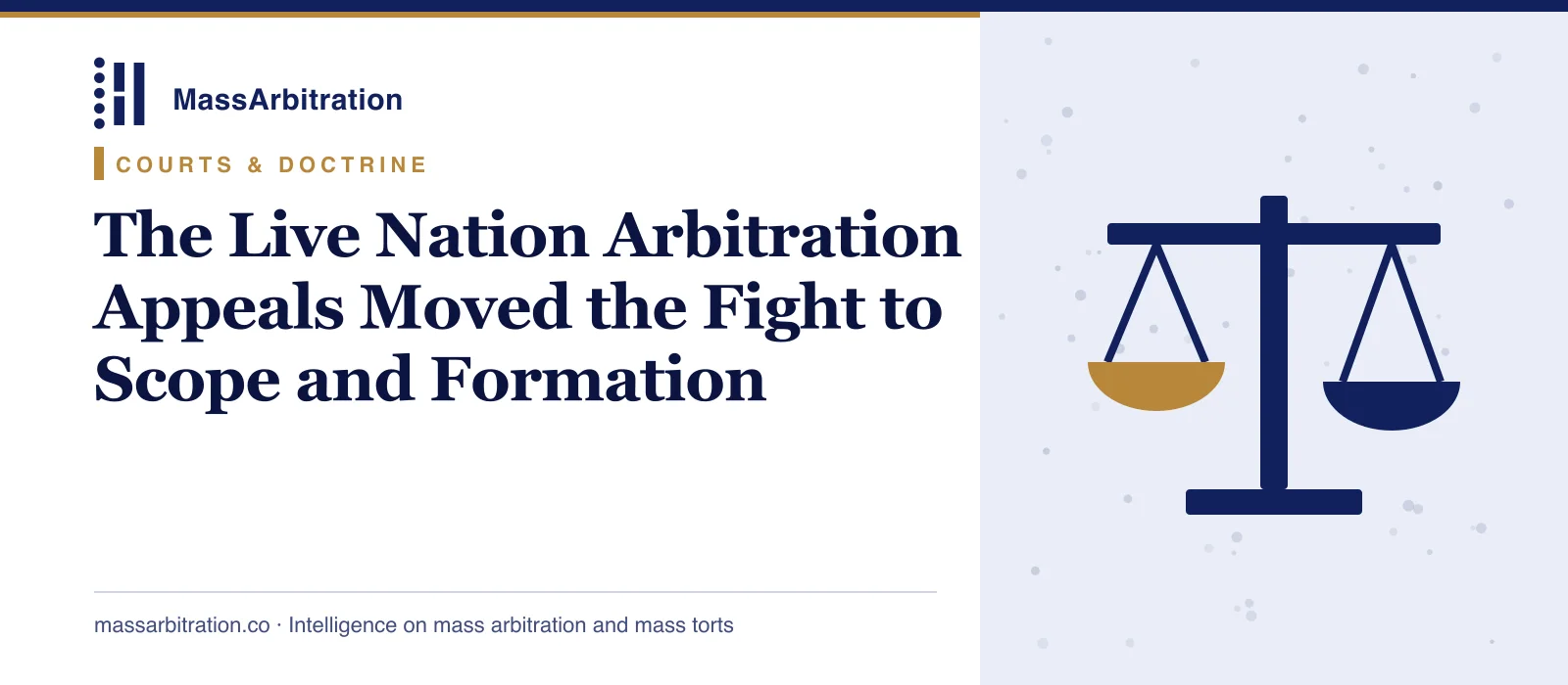 Branded card: the headline beside a scales-of-justice icon