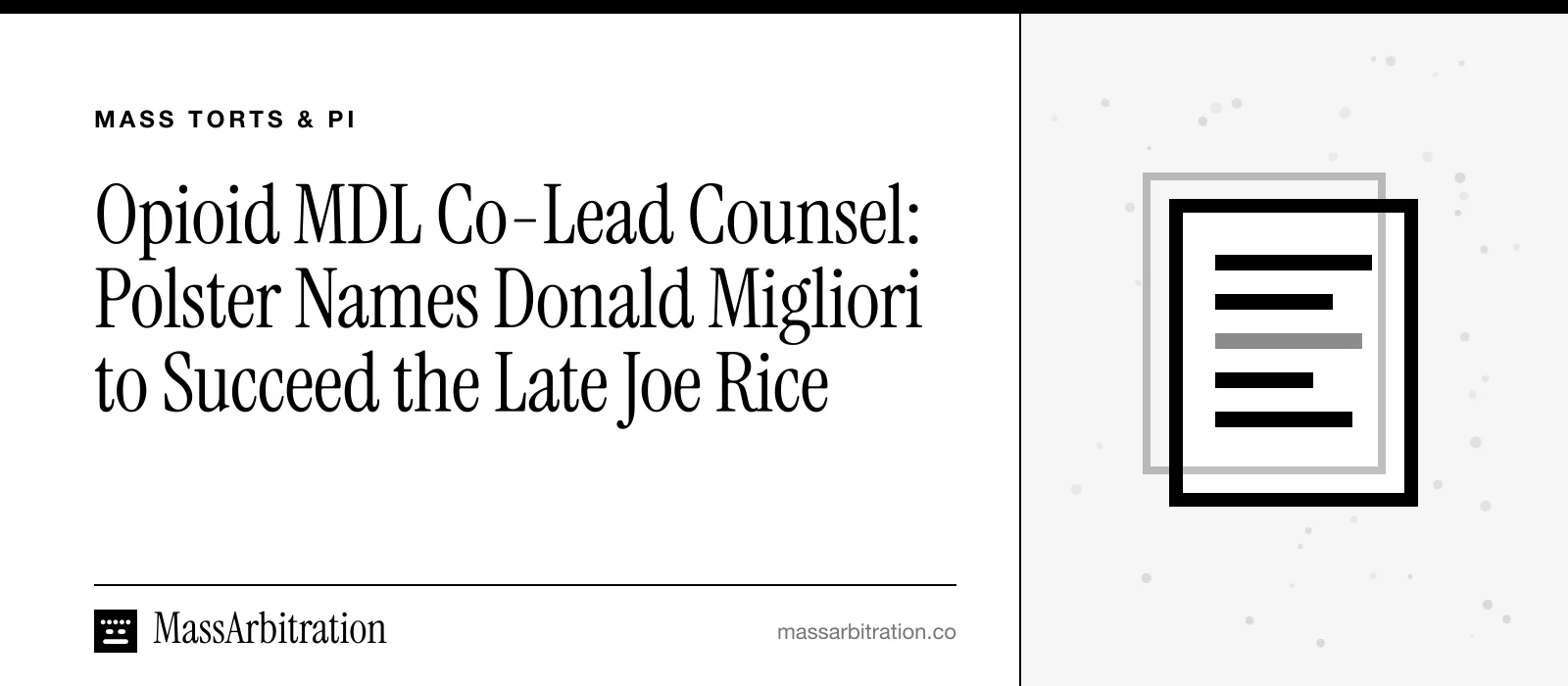 Branded card: the headline beside a docket icon