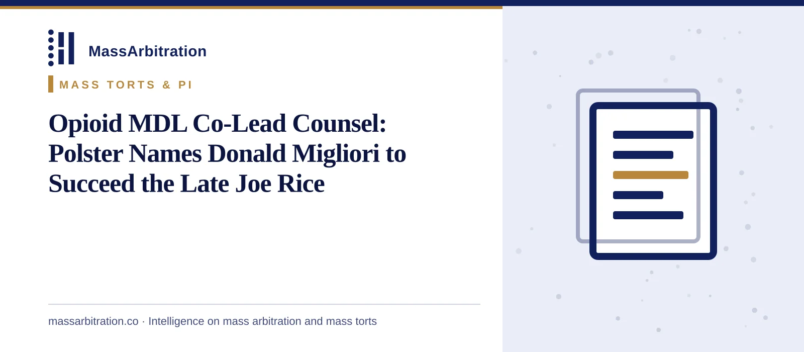 Branded card: the headline beside a docket icon