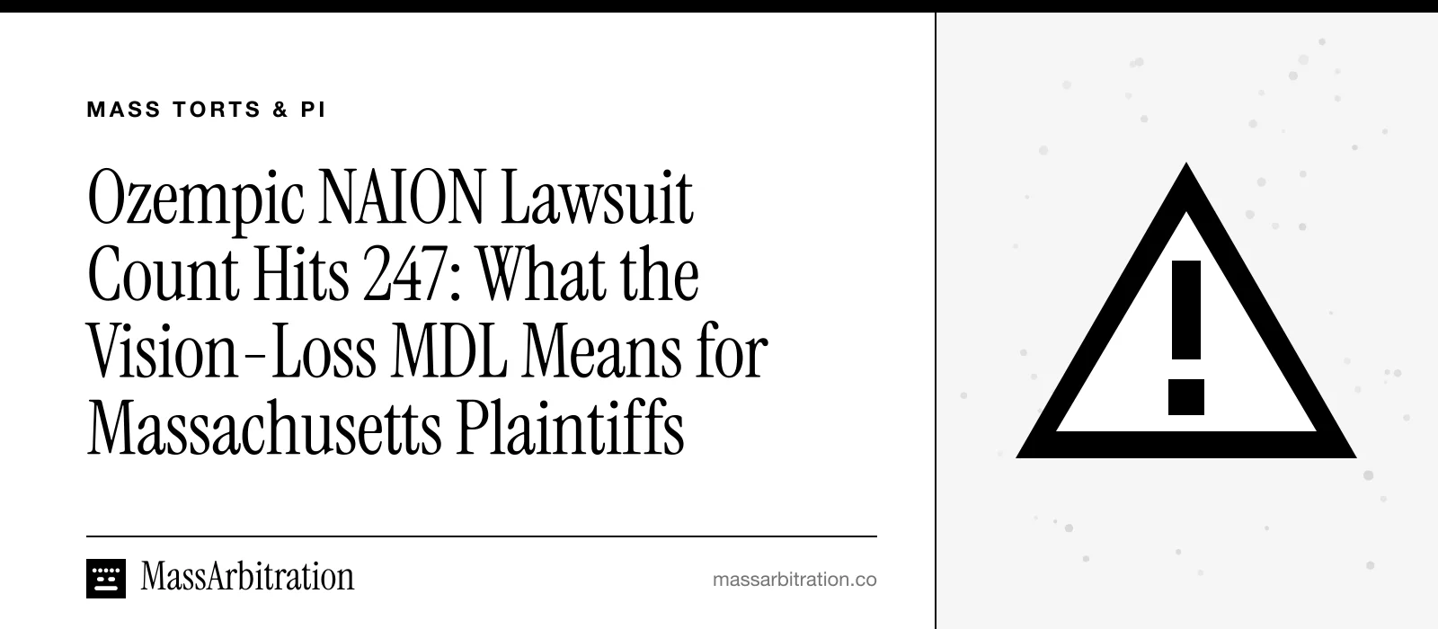 Branded card: the headline beside a hazard-triangle icon