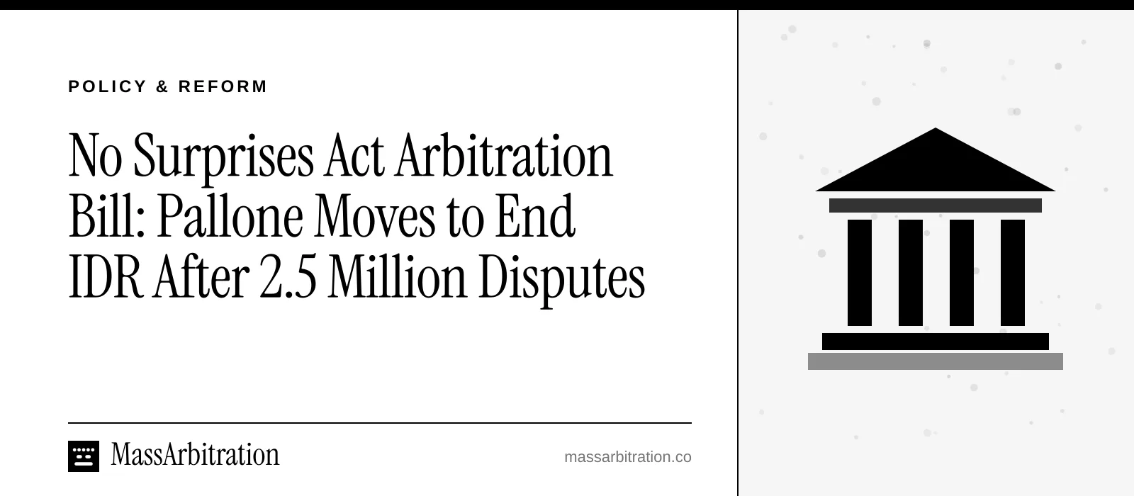 Branded card: the headline beside a courthouse icon