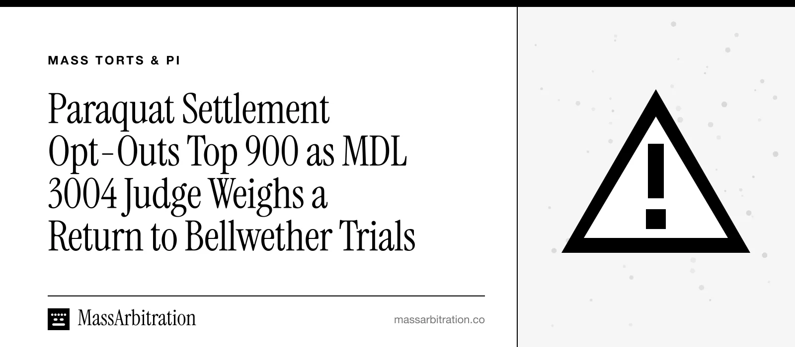 Branded card: the headline beside a hazard-triangle icon