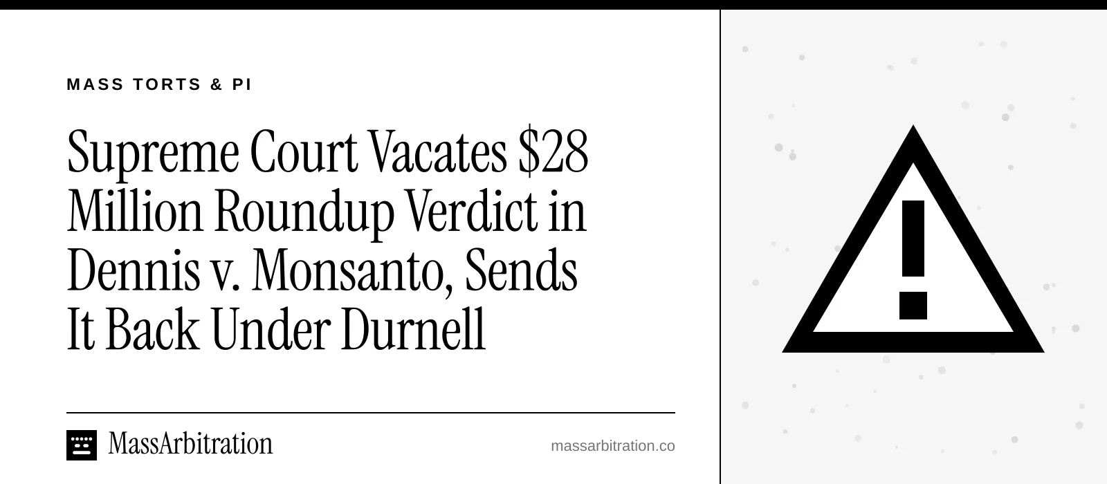 Branded card: the headline beside a hazard icon