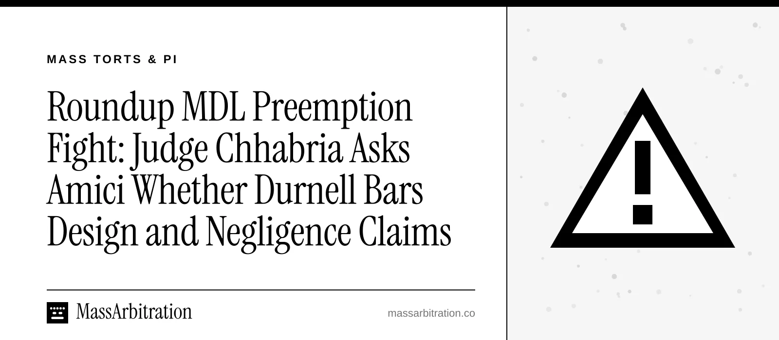 Branded card: the headline beside a hazard icon