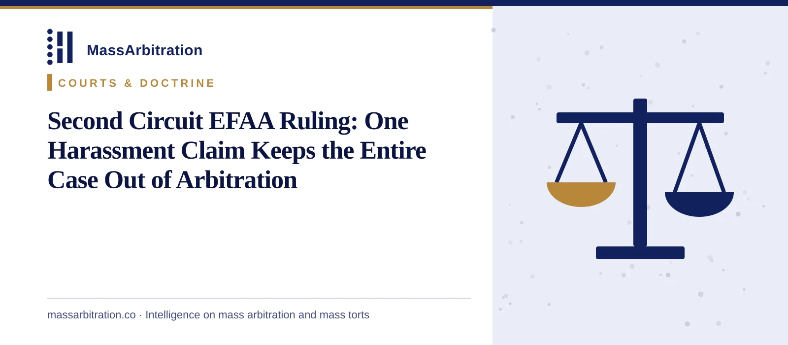 Branded card: the headline beside a scales-of-justice icon marking a federal appellate ruling