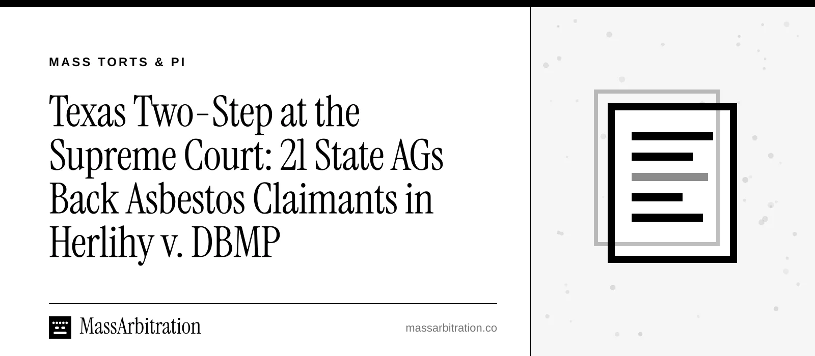 Branded card: the headline beside a docket icon
