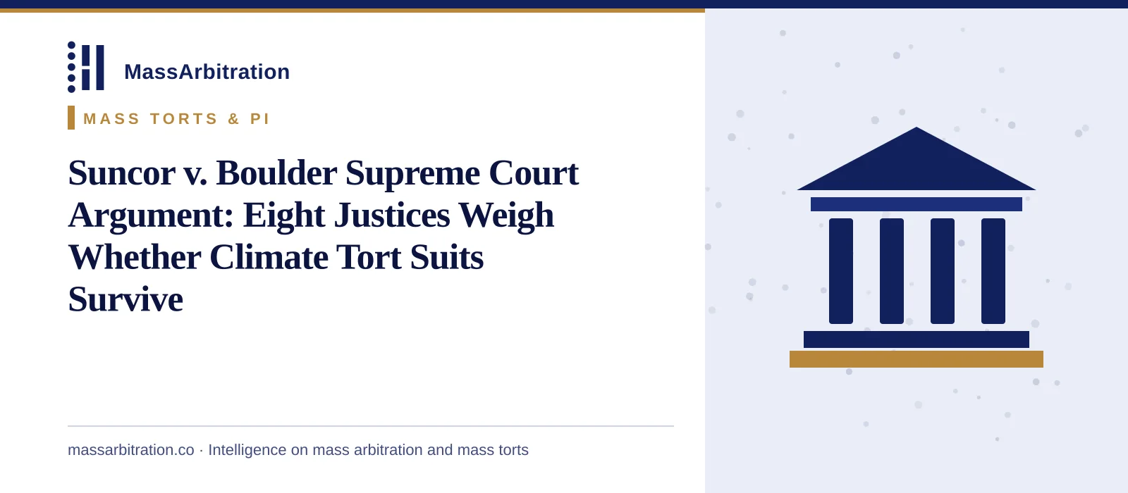 Branded card: the headline beside a courthouse icon