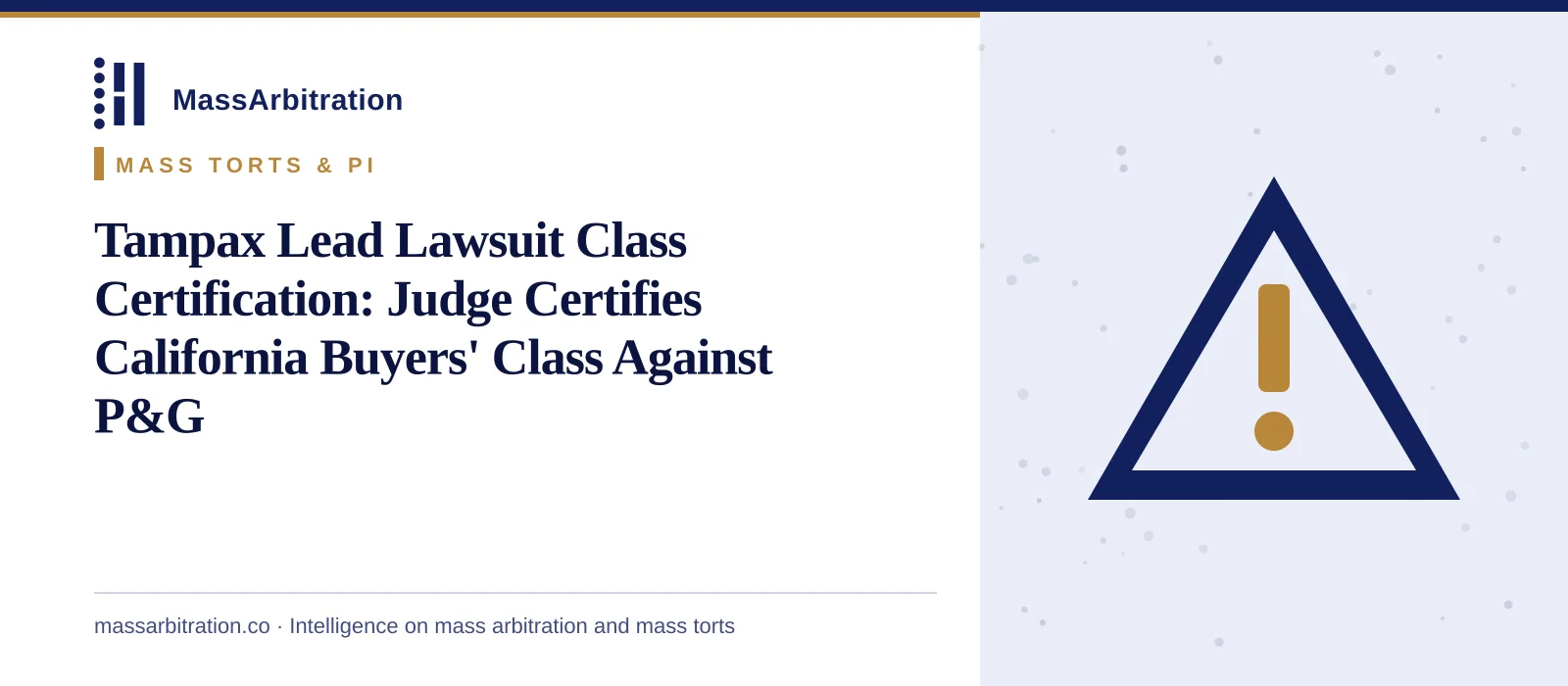 Branded card: the headline beside a hazard icon representing a consumer product contamination case