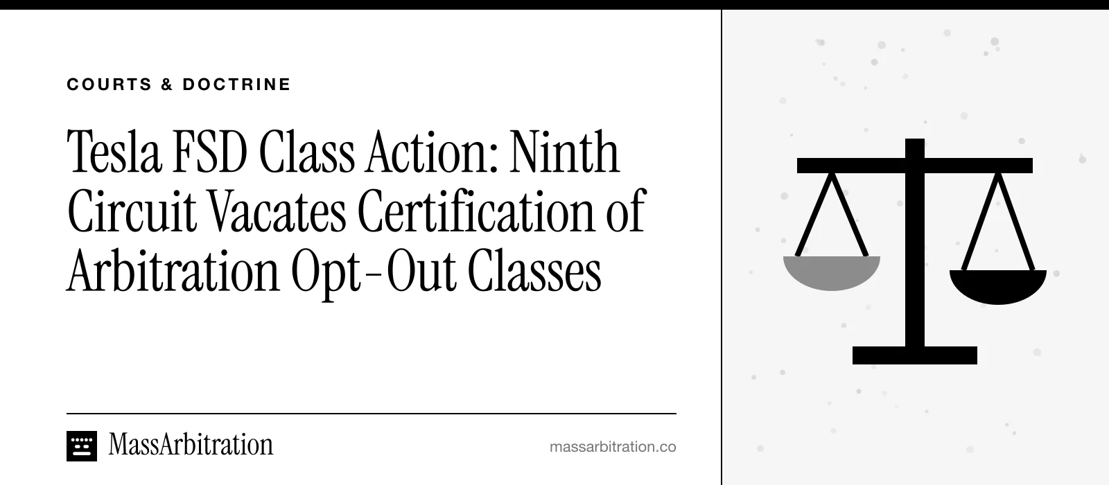 Branded card: the headline beside a scales-of-justice icon representing an appellate ruling