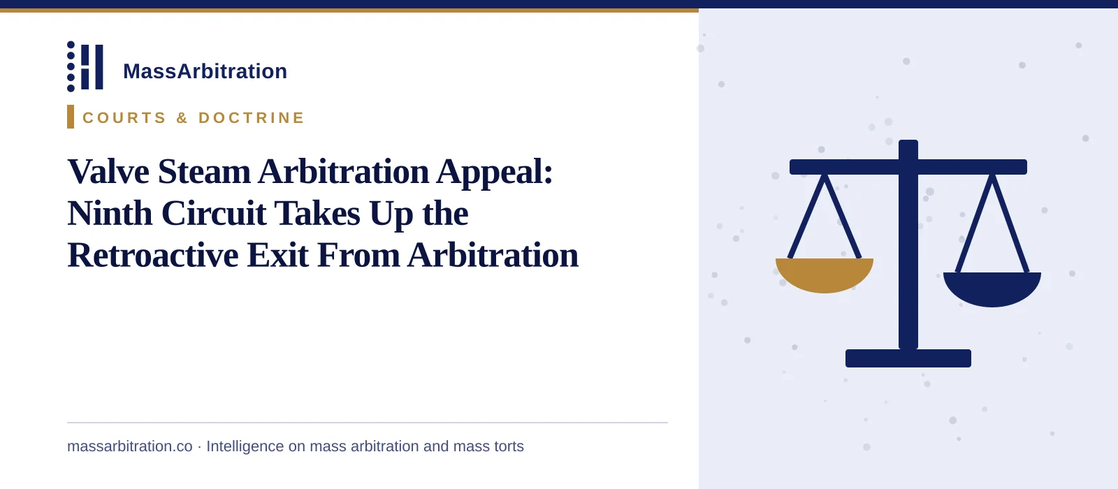 Branded card: the headline beside a scales icon