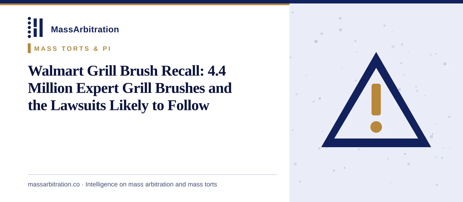Branded card: the headline beside a hazard icon representing a consumer product injury case