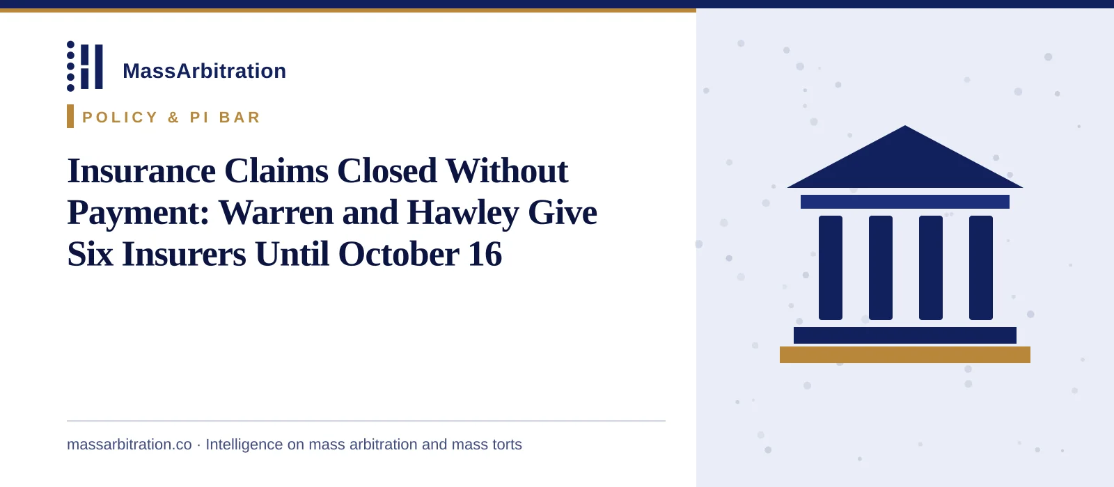 Branded card: the headline beside a courthouse icon
